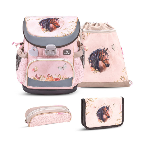 Belmil | Mini-Fit ergonomisches Schulranzen-Set 4-teilig " Horse Chestnut " mit Brustgurt | 405-33/AG/S-41