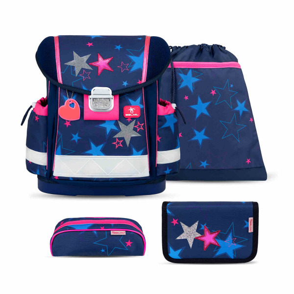 Belmil | Classy ergonomisches Schulranzen-Set 4-teilig "Sparkling Star" mit Brustgurt | 403-13/AG/S-64
