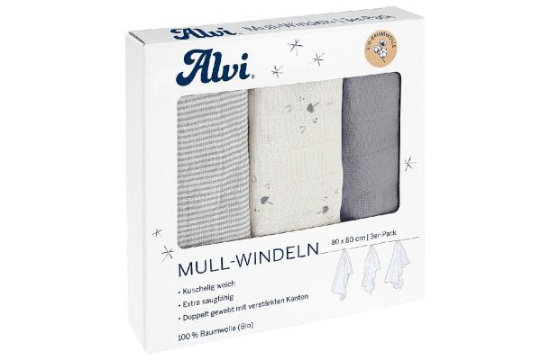 ALVI | Mull Windel Bio Baumwolle | Faces | 3 Stück