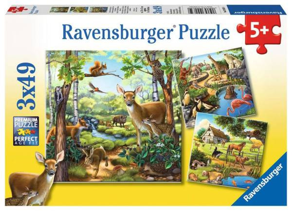 Ravensburger | Puzzle Wald-/Zoo-/Haustiere 3x49T. | 92659