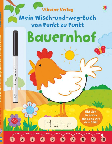 Usborne | Mein Wisch-und-weg-Buch von Punkt zu Punkt: Bauernhof