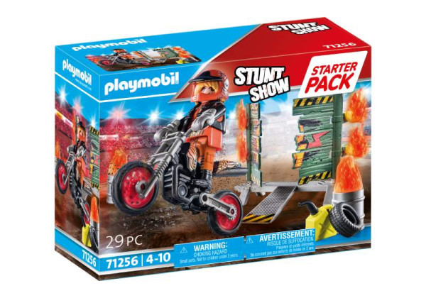 Playmobil | Starter Pack Stuntshow Motorrad mit Feuerwand | 71256