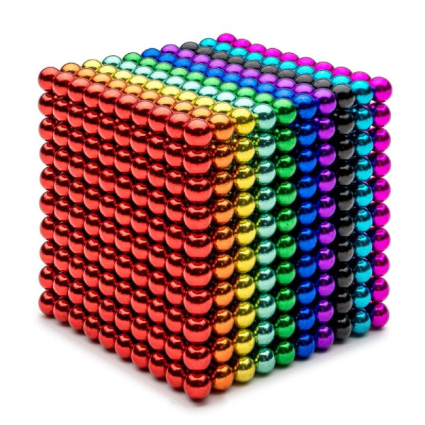 Maqna | RIESEN Neocube aus 5 mm Magnetkugeln - Bunt - Set mit 1000 Kugeln